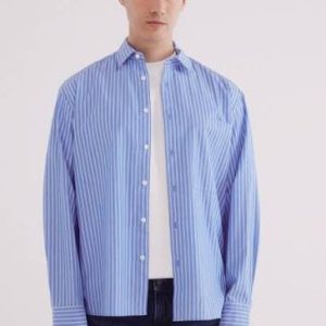 Camisa Popelina Riscas Azuis